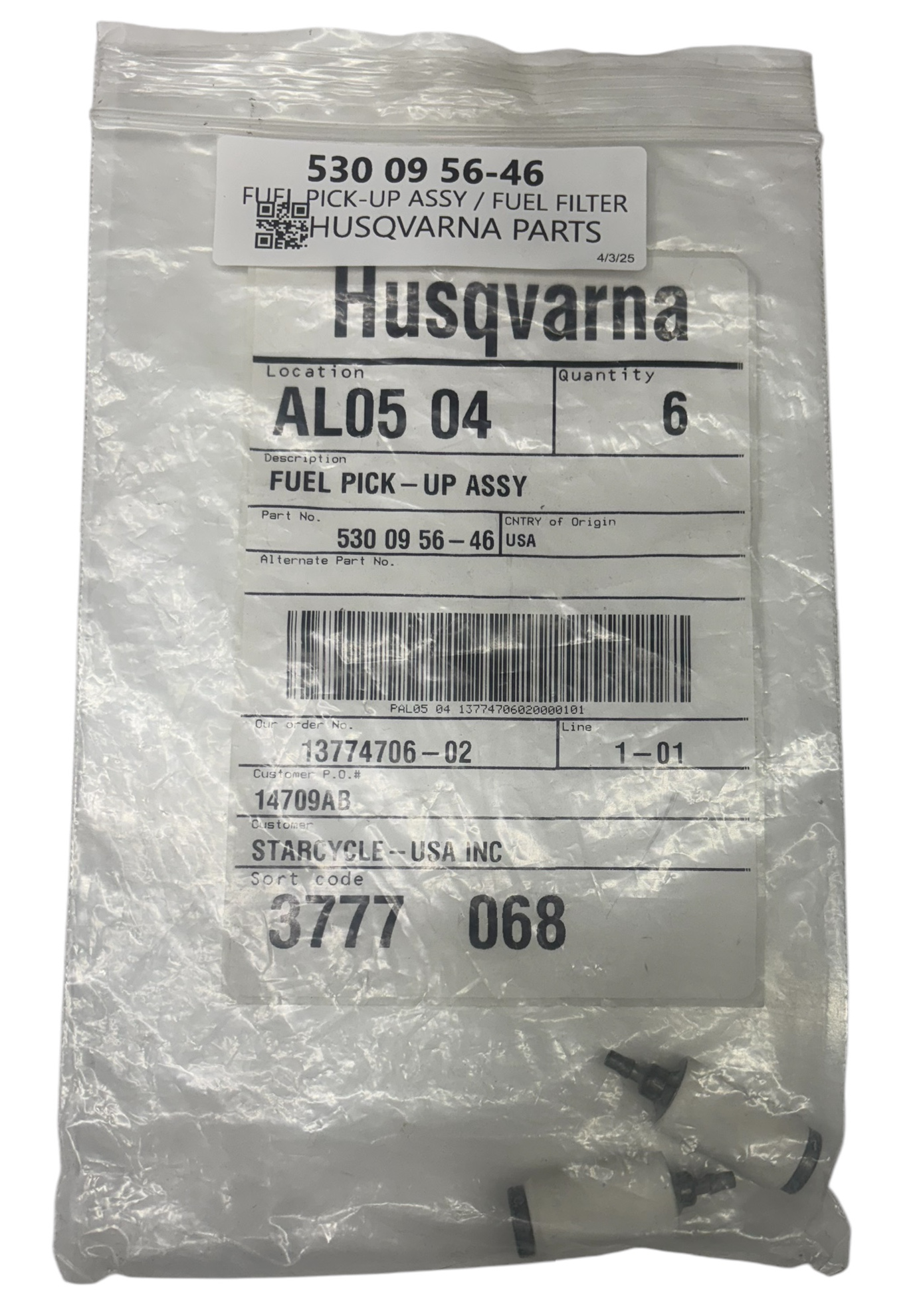 Husqvarna Fuel Pick-Up Assembly / Fuel Filter - Fuel pick-up assy / filter for Husqvarna - Click Image to Close